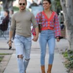 Hayley Erbert in a Blue Jeans Was Seen Out with Derek Hough on Melrose Place in West Hollywood 01/27/2022