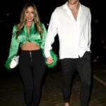 Holly Hagan in a Green Blouse Enjoys a New Years Eve Night Out with Jacob Blyth in Manchester 12/31/2021