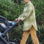 Jamie Chung in a White Sneakers Takes Her Newborn Twin Boys Out for a Walk at Griffith Park in Los Feliz 01/18/2022