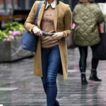 Jenni Falconer in a Caramel Coloured Coat Leaves the Global Studios in London 01/04/2022