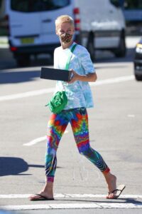 Jessica Rowe in a Colorful Leggings