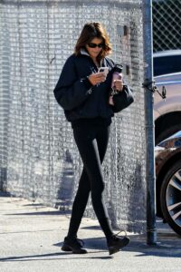 Kaia Gerber in a Black Leggings