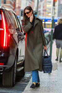 Karlie Kloss in an Olive Coat