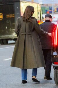 Karlie Kloss in an Olive Coat