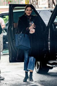 Katharine McPhee in a Black Fur Coat