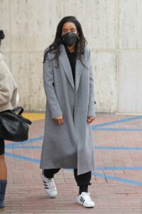 Kelly Rowland in a Grey Coat