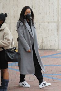 Kelly Rowland in a Grey Coat