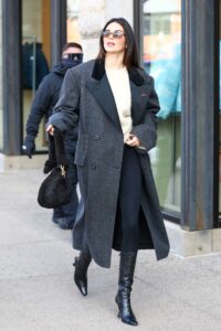 Kendall Jenner in a Grey Coat