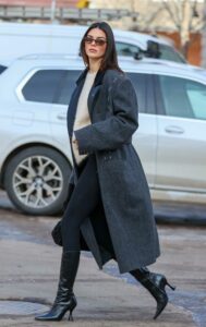 Kendall Jenner in a Grey Coat