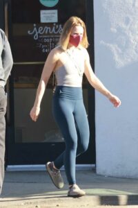 Kristen Bell in a Blue Leggings