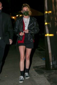 Kristen Stewart in a Black Leather Jacket