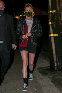 Kristen Stewart in a Black Leather Jacket