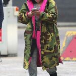 Melanie Brown in a Camo Coat Arrives at Leeds Dock for an Appearance on Channel 4’s Steph’s Packed Lunch in Leeds 01/06/2022