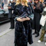 Miriam Leone in a Blue Beret Arrives at the Fendi Fashion Show During 2022 Paris Fashion Week in Paris 01/27/2022