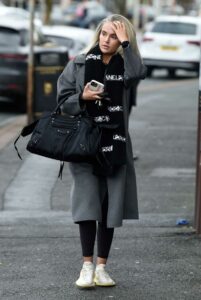 Molly-Mae Hague in a Grey Coat