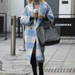 Nadiya Bychkova in a Plaid Coat Leaves Her Hotel in Birmingham 01/20/2022