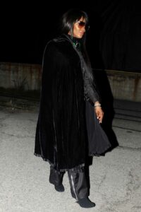 Naomi Campbell in a Black Fur Coat