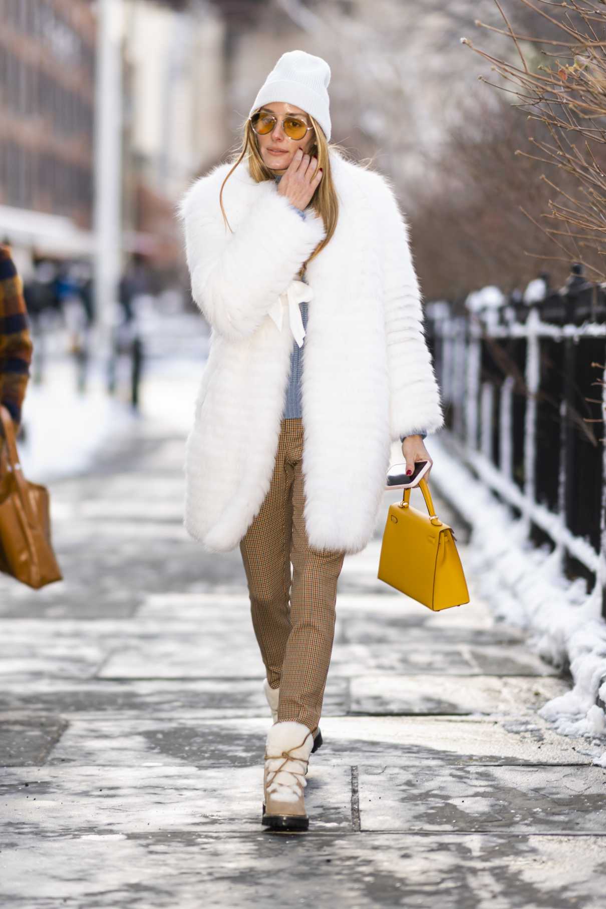 Olivia Palermo in a White Fur Coat