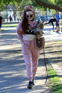 Phoebe Price in a Lilac Sweatpants