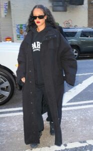 Rihanna in a Black Coat