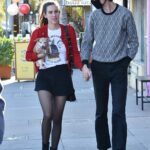 Scout Willis in a Red Cardigan Was Seen Out with Her Boyfriend Jake Miller in Los Angeles 01/27/2022