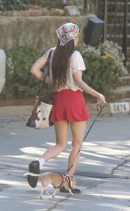 Scout Willis in a Red Mini Skirt