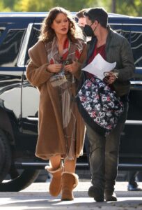 Sofia Vergara in a Tan Faux Fur Coat