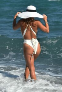 Summer Monteys-Fullam in a White Swimsuit