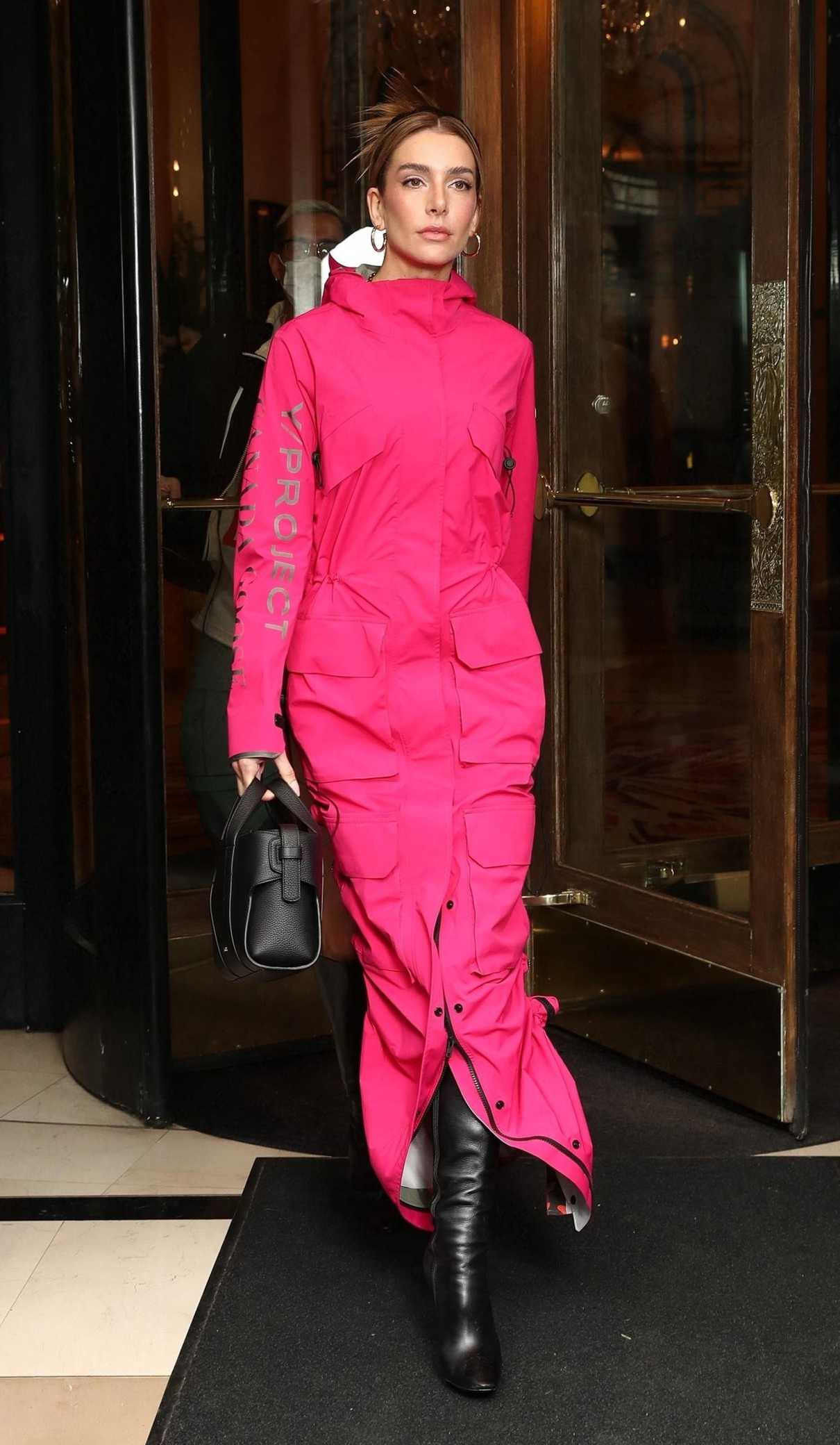 Valentina Ferrer in a Pink Trench Coat