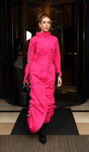 Valentina Ferrer in a Pink Trench Coat
