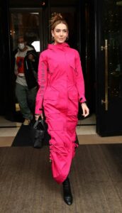 Valentina Ferrer in a Pink Trench Coat
