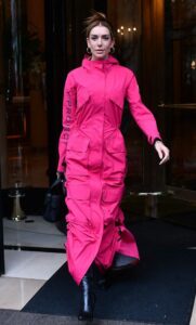 Valentina Ferrer in a Pink Trench Coat