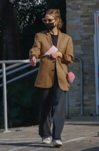 Ashlee Simpson in a Caramel Coloured Blazer