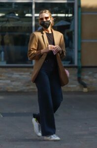 Ashlee Simpson in a Caramel Coloured Blazer