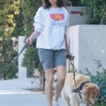 Aubrey Plaza in a White Sweatshirt Walks Her Dogs in Los Feliz 02/12/2022