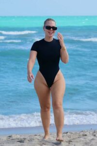 Bianca Elouise in a Black Swimsuit