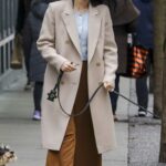 Camila Mendes in a Beige Coat Walks Her Dog with Lili Reinhart in Vancouver 01/30/2022