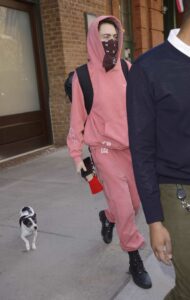 Cara Delevingne in a Pink Sweatsuit