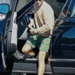 Chace Crawford in a Green Shorts Leaves Blue Bottle Coffee in Los Feliz 02/24/2022
