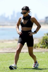 Ella May Ding in a Black Sports Bra