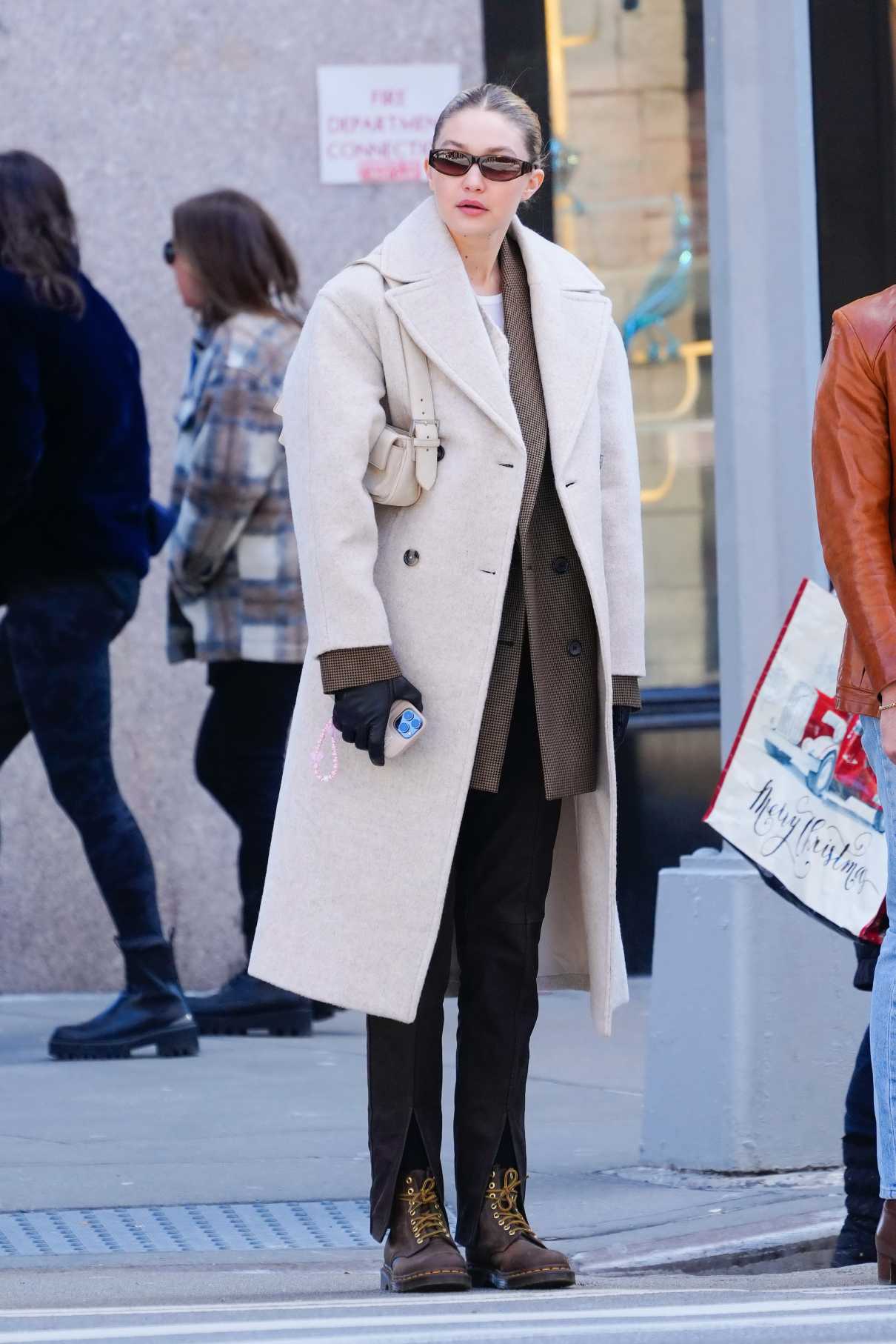 Gigi Hadid in a Beige Coat