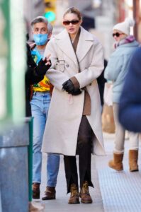 Gigi Hadid in a Beige Coat