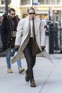 Gigi Hadid in a Beige Coat