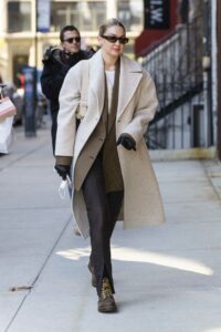 Gigi Hadid in a Beige Coat