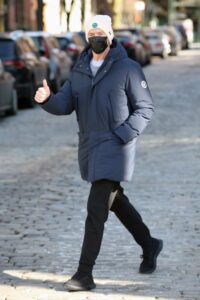 Hugh Jackman in a Blue Jacket