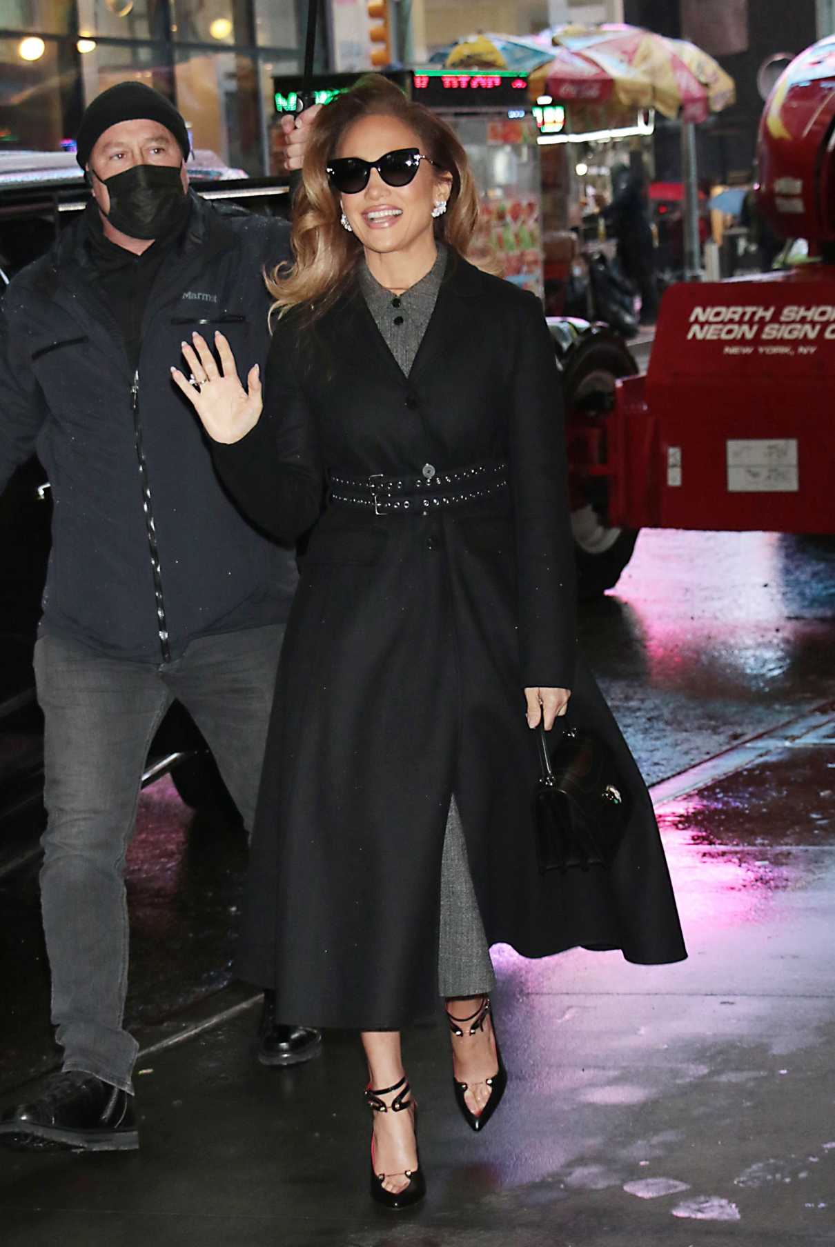 Jennifer Lopez in a Black Coat