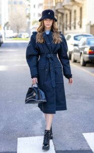 Josephine Skriver in a Black Coat