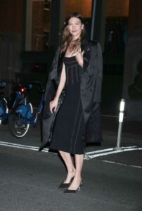 Karlie Kloss in a Black Coat