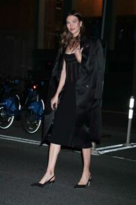 Karlie Kloss in a Black Coat