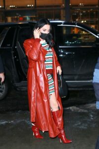 Katy Perry in a Red Leather Coat